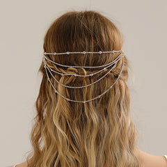 Boho Leaf Tassel Rhinestone Head Chain Crystal Headband Golden Jewelry Hair Acce