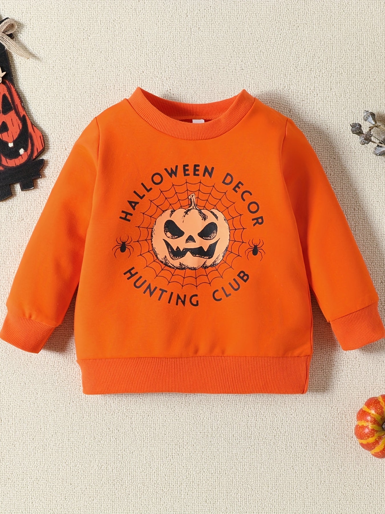 Baby Boys Halloween Party Cartoon Print Sweatshirt Cotton Pullover