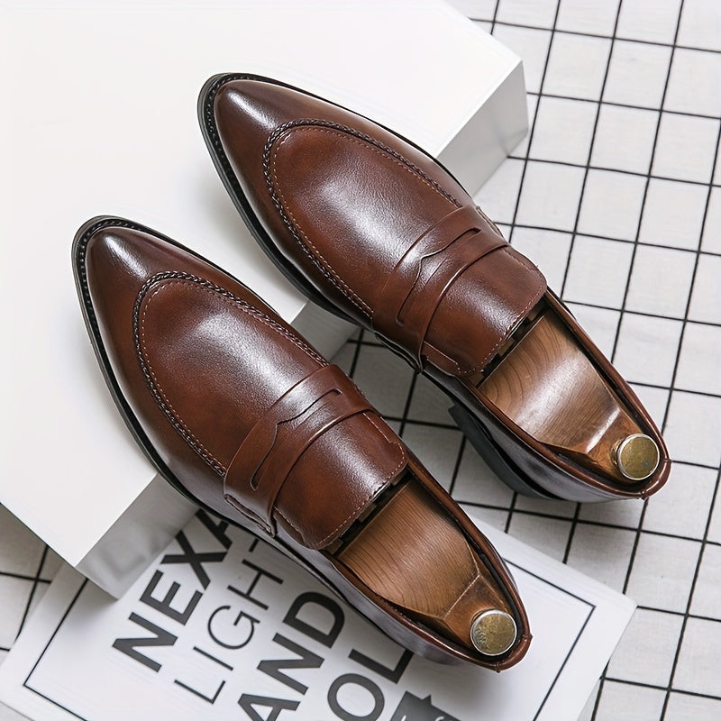 Men's Formal Dress Shoes Slip On Pointed Toe Low Top Classic