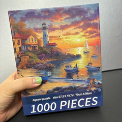 Large Beach Sunset Jigsaw Puzzle 1000pcs Town Scene 70x50cm Paper Puzzle