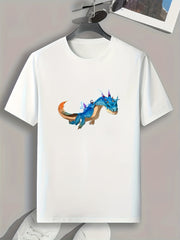 Dinosaur Print Men's Graphic T-shirt for Summer