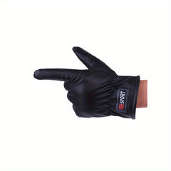 Men's Winter Motorcycle Leather Gloves Thick Cotton Plus Velvet Warm