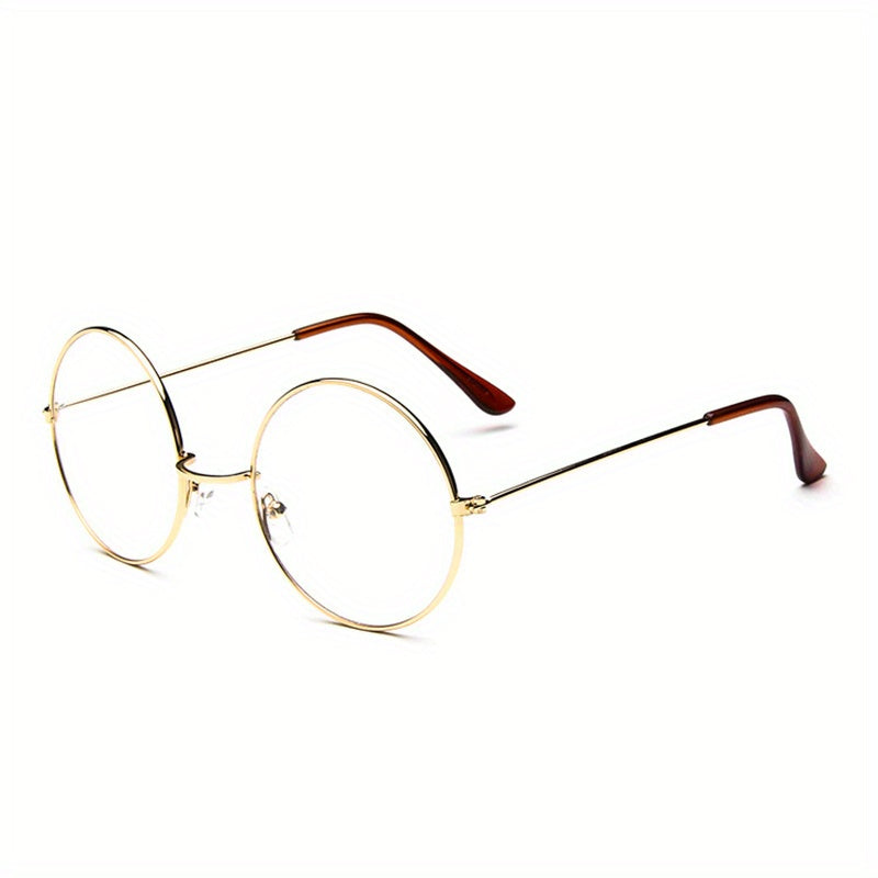Classic Retro Round Glasses Frame Performance Props Flat Mirror Glasses
