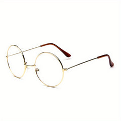 Classic Retro Round Glasses Frame Performance Props Flat Mirror Glasses