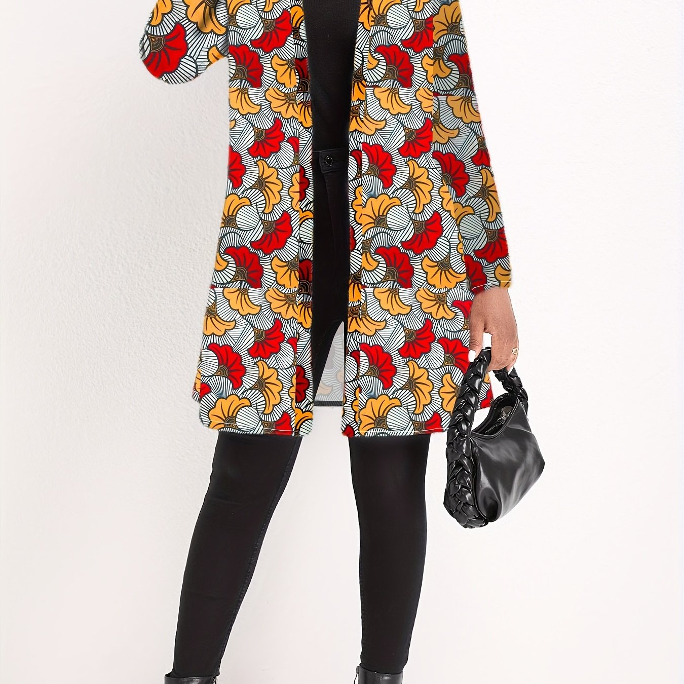 Boho Kimono Women's Plus Allover Floral Print Long Sleeve