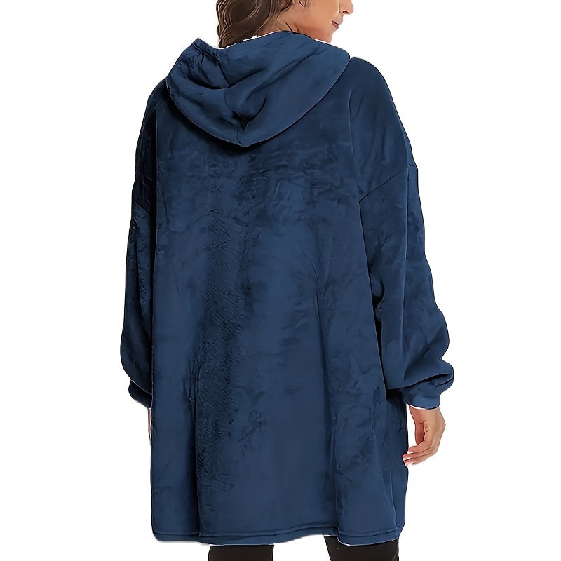 Unisex Wearable Blanket Fleece Plush Hooded Casual Comfortable Blanket