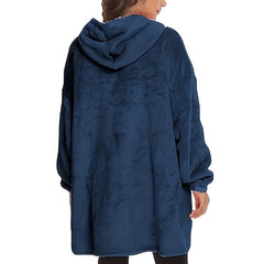 Unisex Wearable Blanket Fleece Plush Hooded Casual Comfortable Blanket