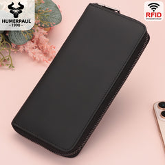 HUMERPAUL Women's Leather Wallet Long Travel Money Bag with Multiple Compartment