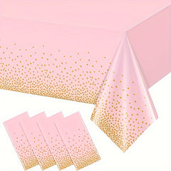 Pink & Gold Confetti Polka Dot Plastic Tablecloth for Parties