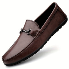 Men's Metallic Moccasin Loafers, Comfy Slip-On Shoes
