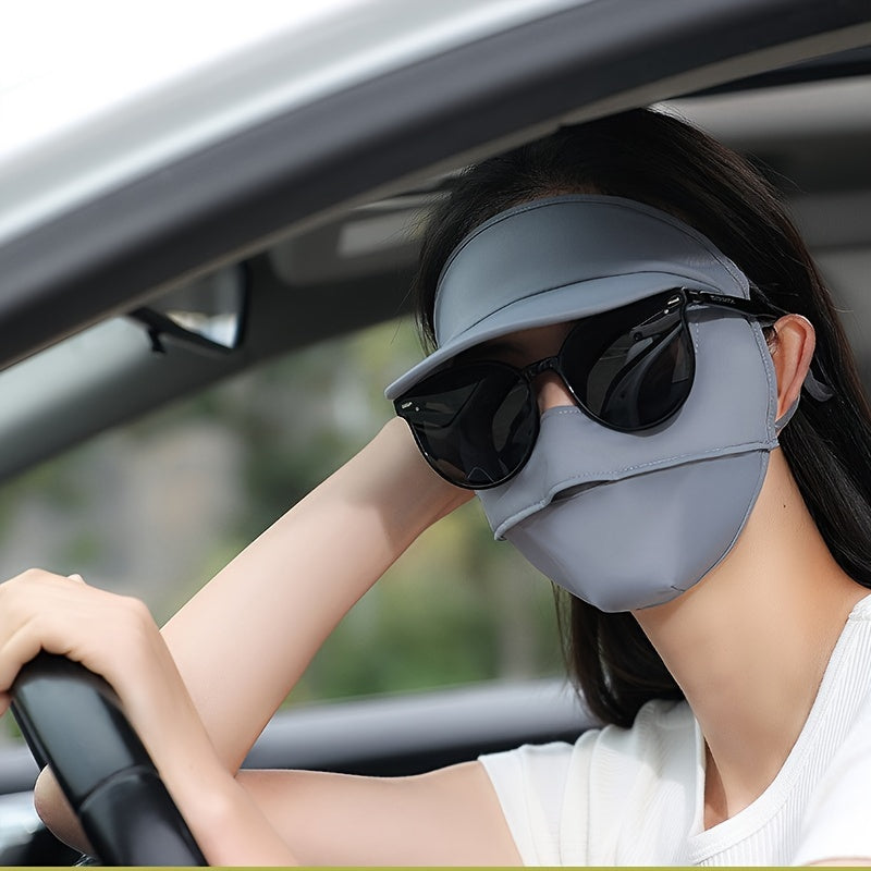 UV Protection Sunshade Mask With Brim Solid Ice Silk Face Covering Balaclava