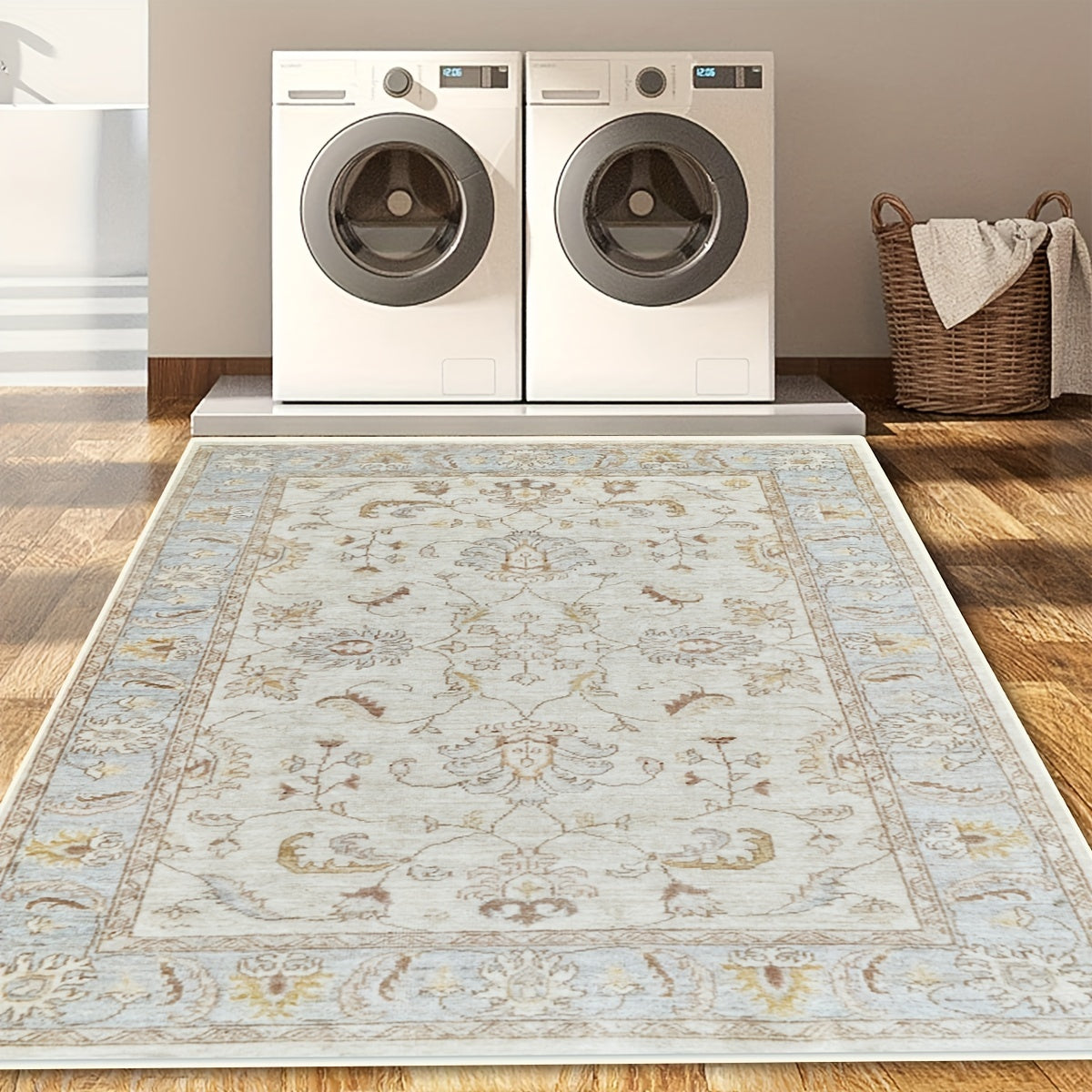 Bohemian Floral Area Rug Non-slip Soft Floor Mat Vintage Washable