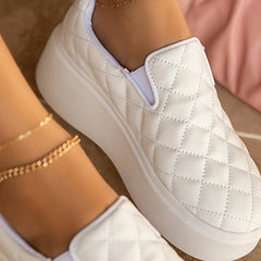Women's Quilted Flat Loafers Slip-On Casual Shoes
