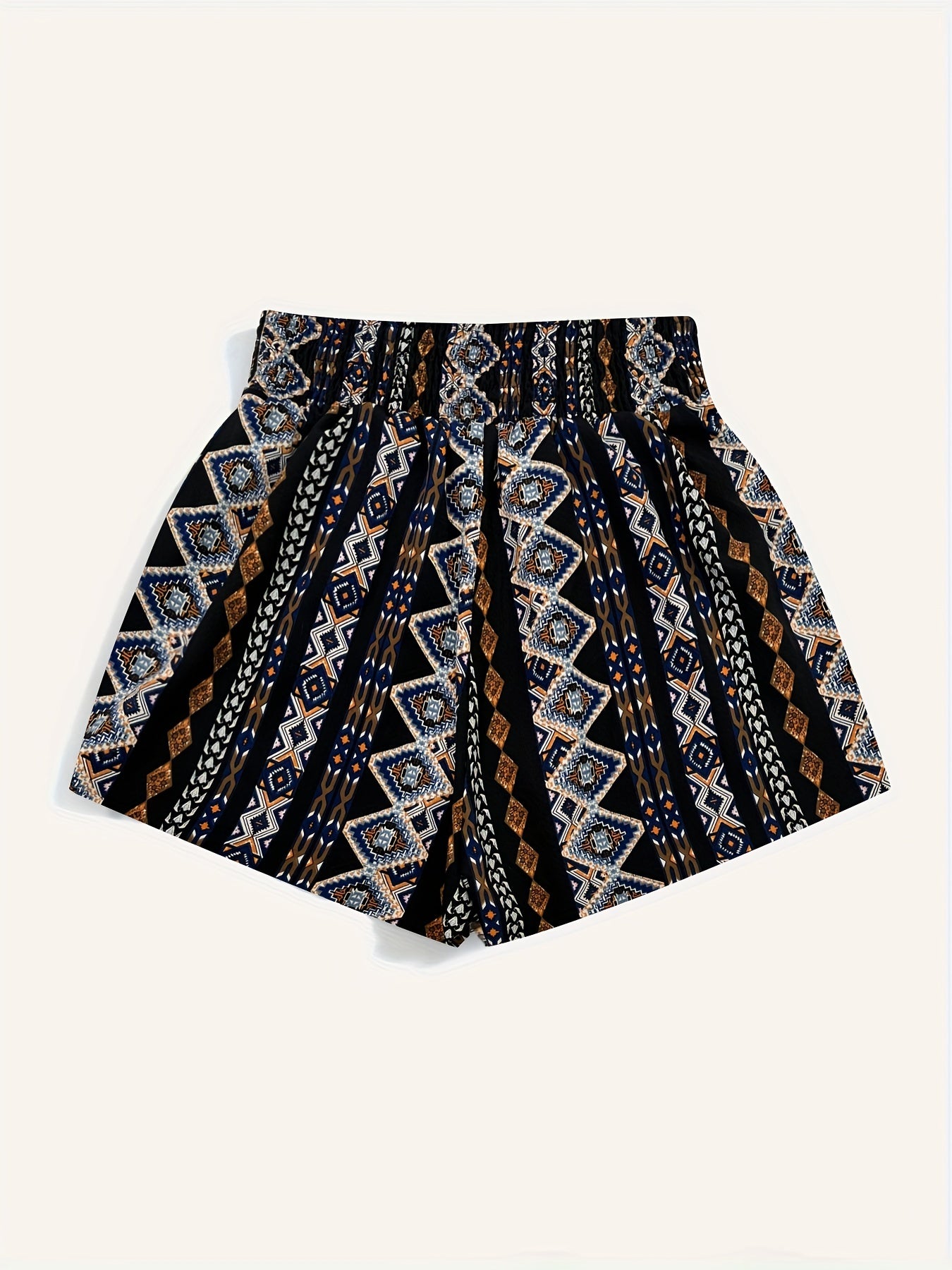 Graphic Print Smocked Waist Shorts for Women