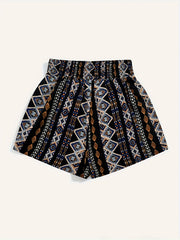 Graphic Print Smocked Waist Shorts for Women