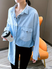 Colorblock Button Up Denim Shirt