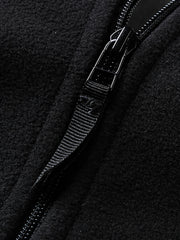 Men's Casual Fleece Jacket Solid Full Zip Stand Collar