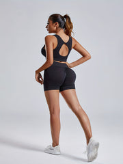 2 Pcs Yoga Set Crop Top & Butt Lifting Shorts Activewear