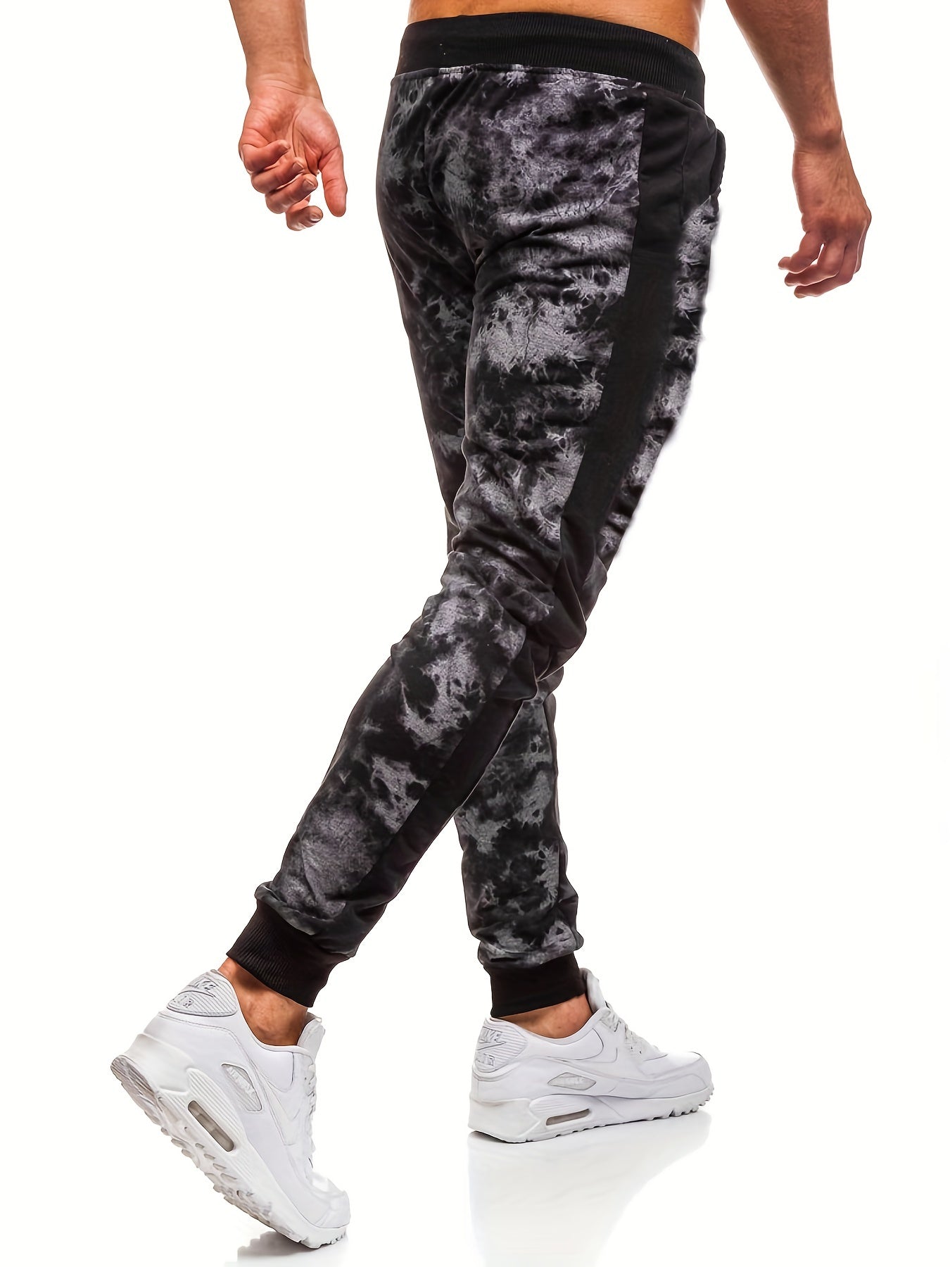Men's Tie Dye Print Joggers Stretch Drawstring Pants