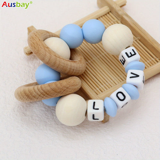 Customizable Wooden Teether Rattle Ring