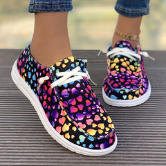 Colorful Heart Pattern Women's Style Skate Shoes