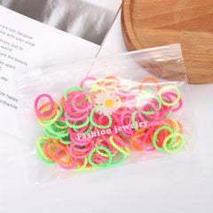 100 Colorful Mini Hair Ties for Kids