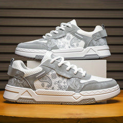 Men's Teardrop Motif Lace-up Skate Shoes Good Grip Breathable