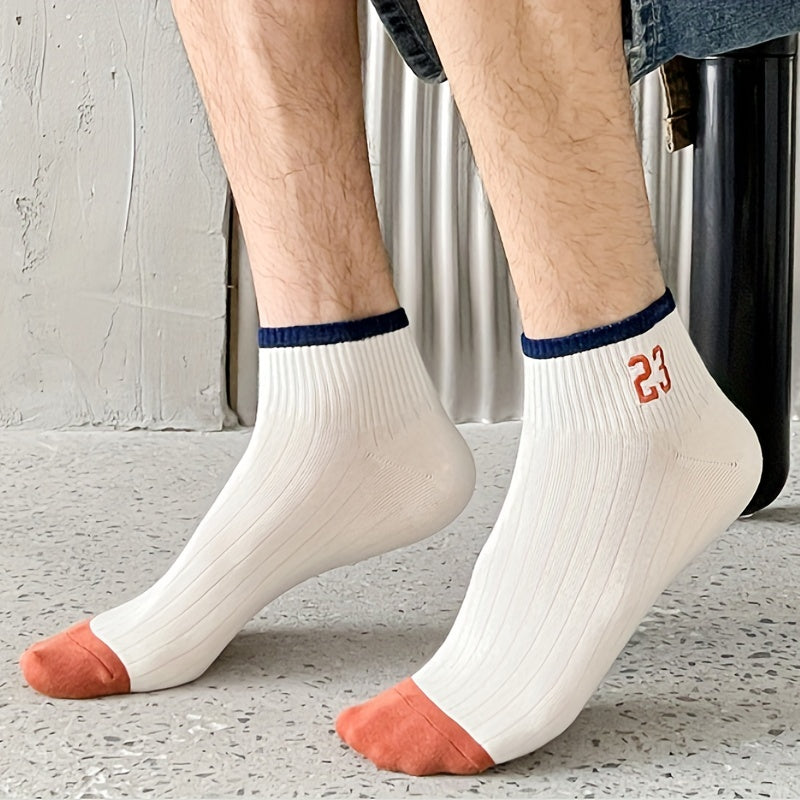 Men's Cotton Block Liner Anklets Socks Comfortable Breathable Sweat Absorbe