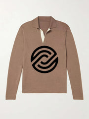 Geometric Pattern Knit Polo Shirt Men's Casual Pullover Sweater