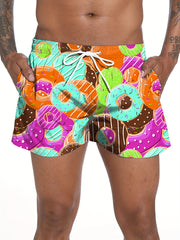 Bright Orange Swim Trunks Quick Dry Mesh Lining Drawstring Pockets