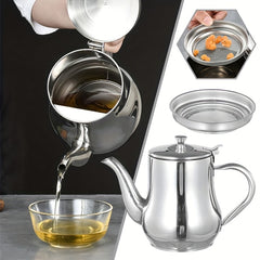 Stainless Steel Pot with Filter and Seasoning Bottle for Kitchen Storage