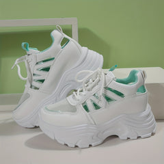 Women's Faux Leather Sports Shoes with Raised Inner Height