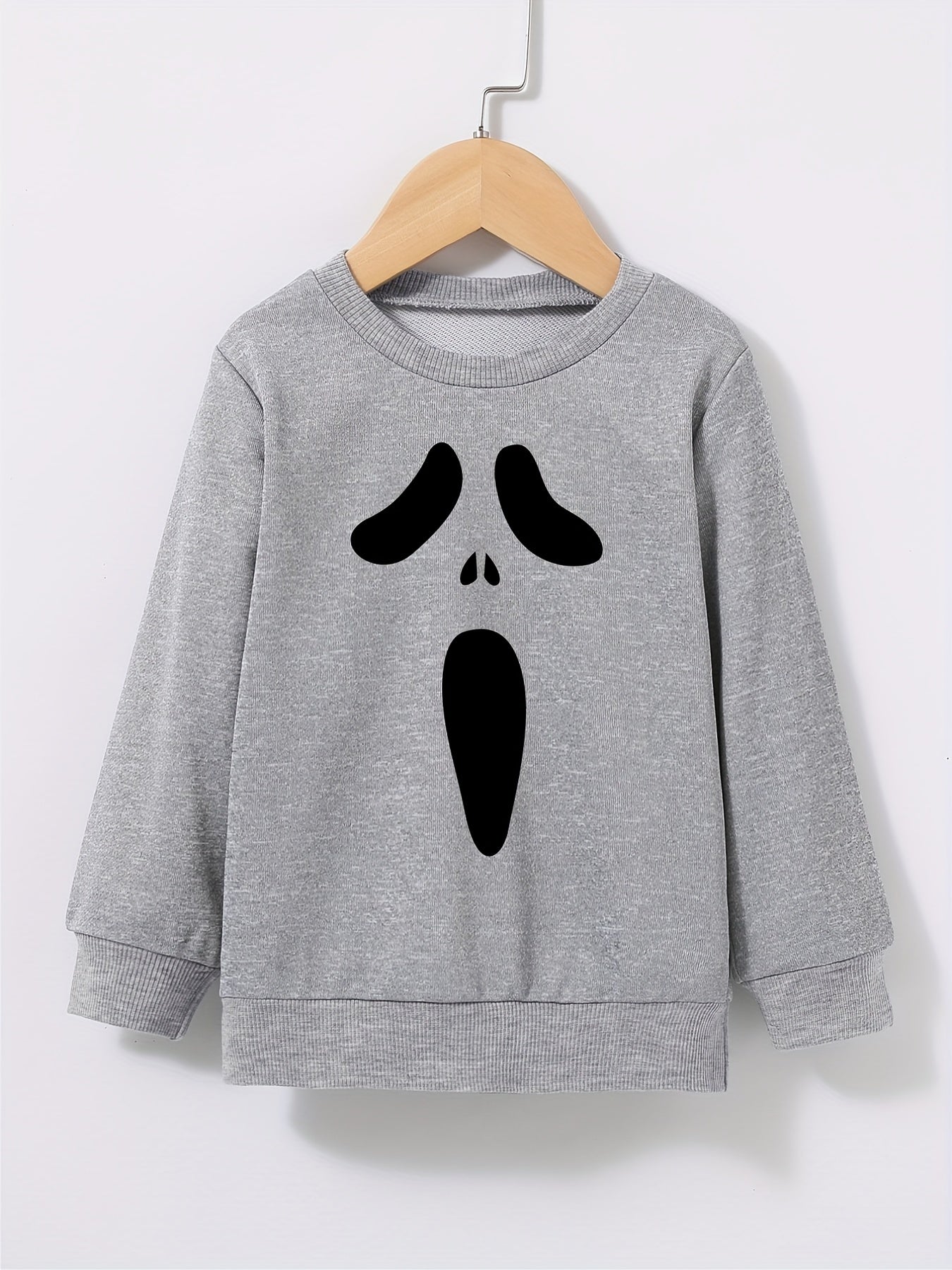 Boys Ghost Face Print Sweatshirt Crew Neck Pullover