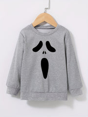 Boys Ghost Face Print Sweatshirt Crew Neck Pullover