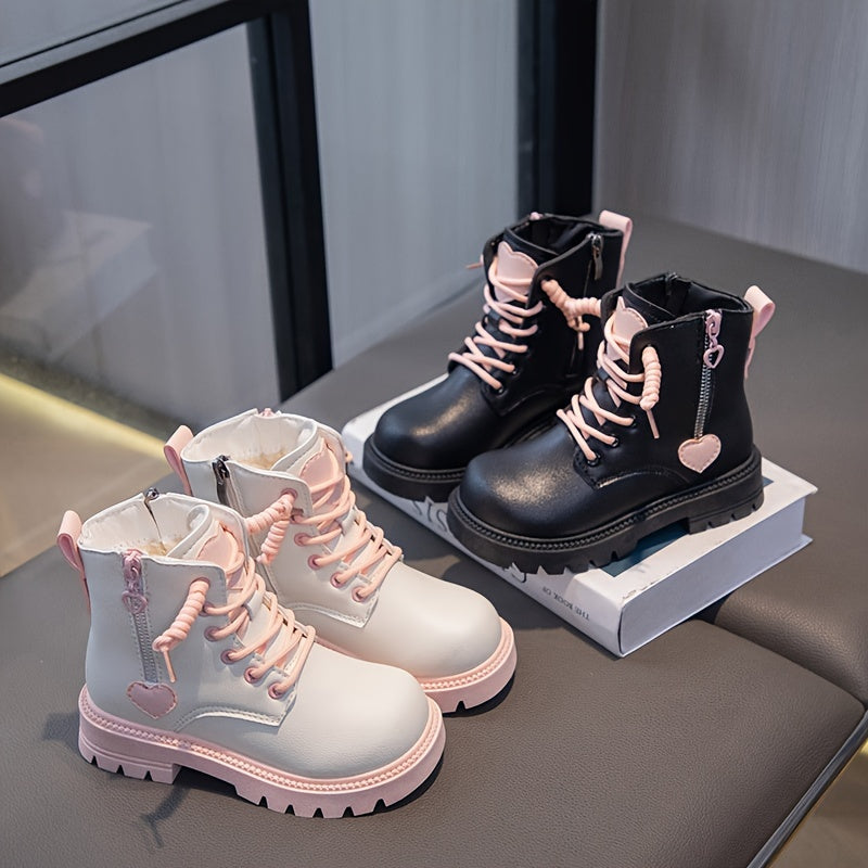 Heart Pattern Winter Boots for Girls Preppy Style Warm and Comfortable