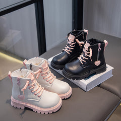 Heart Pattern Winter Boots for Girls Preppy Style Warm and Comfortable