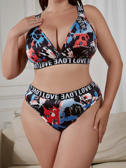 Graffiti Print Bra & Panty Set