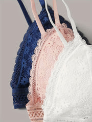 3pcs Girls Lace Bras Wire-Free Back Comfort Underwear with Chest Pad for Teens