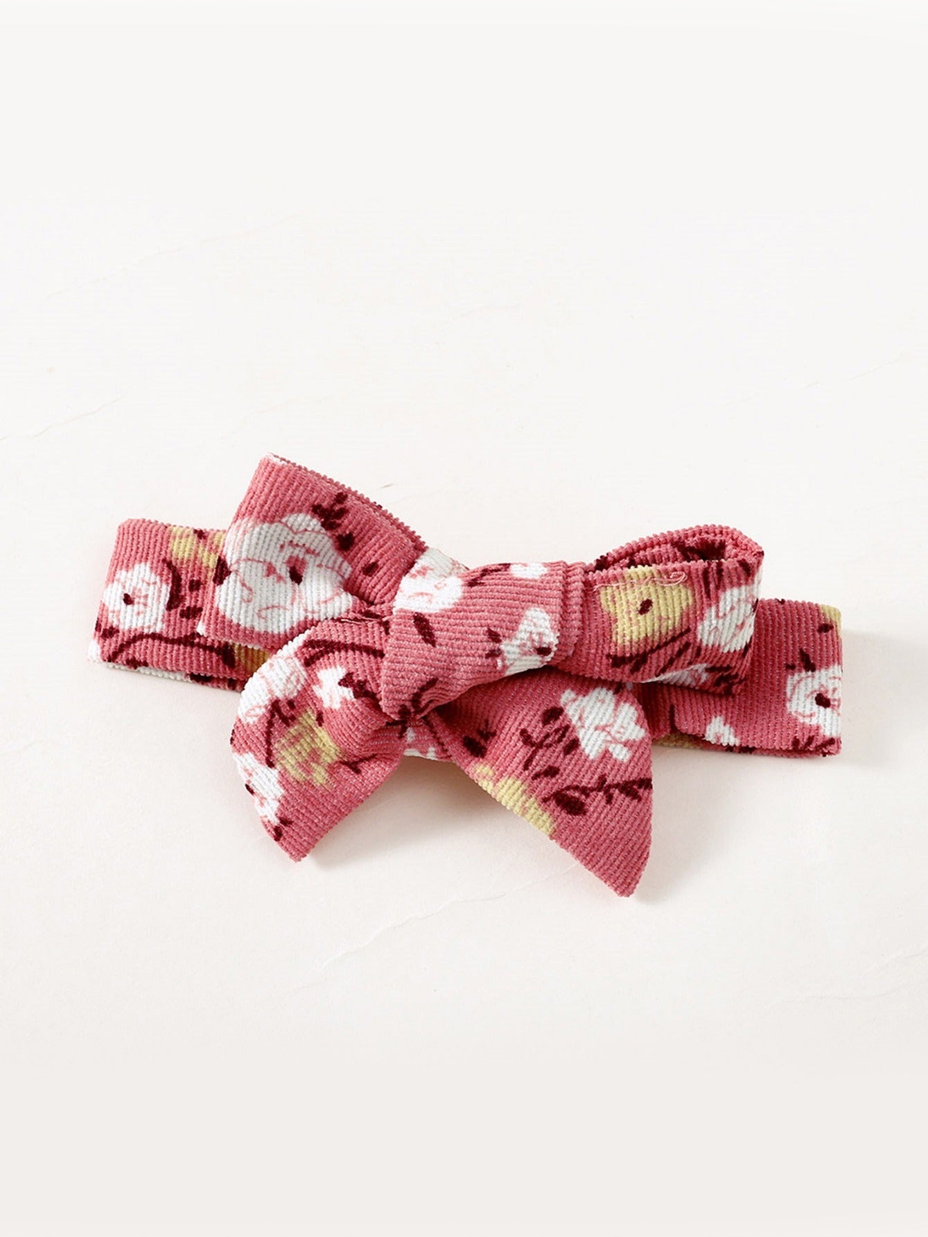 2pcs Floral Print Set: Knitted Ditsy Dress & Bow Headband for Party Baby Clothes