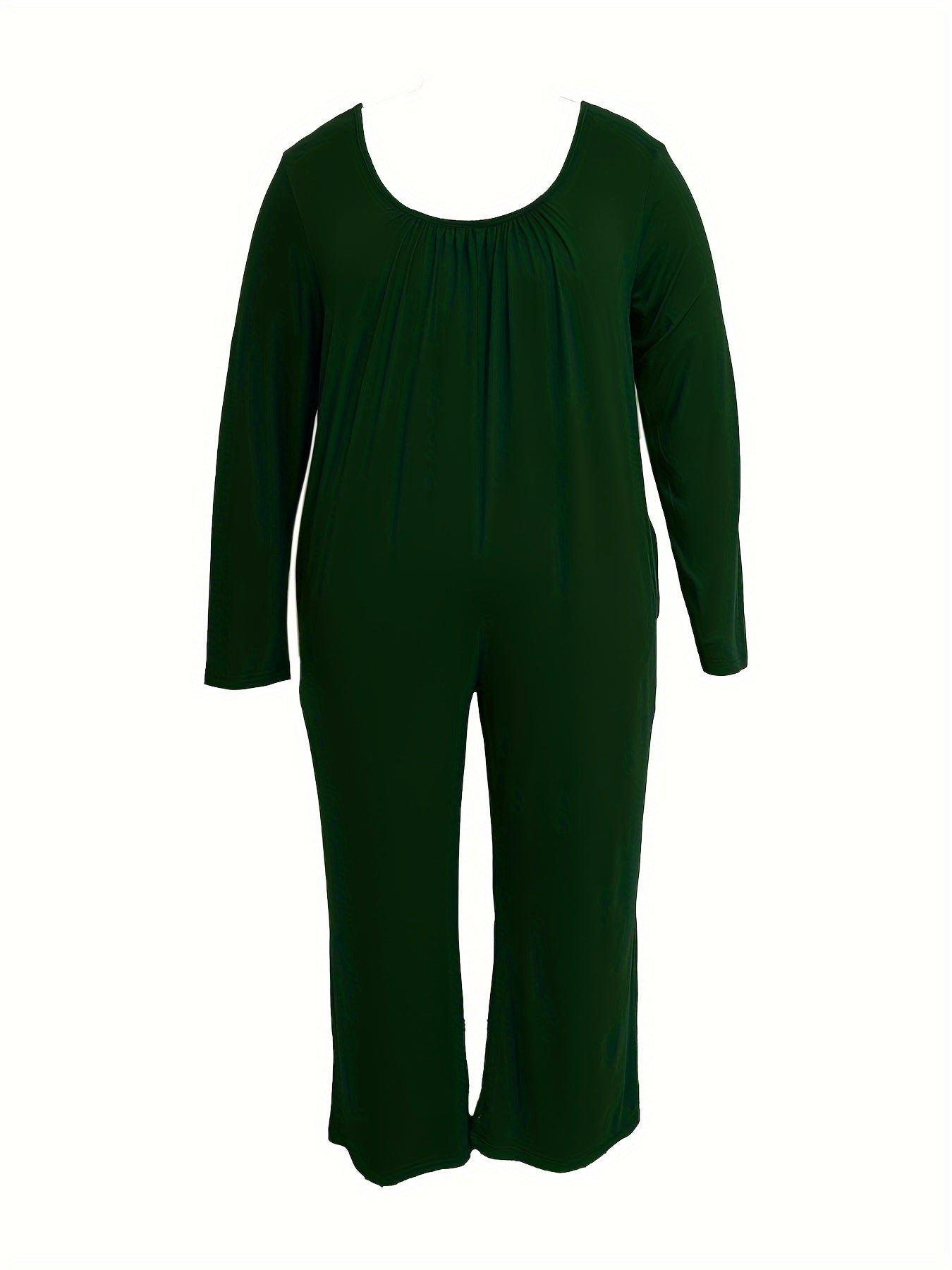 Casual Jumpsuit Solid Long Sleeve Wide Leg Jumpsuit With Pockets