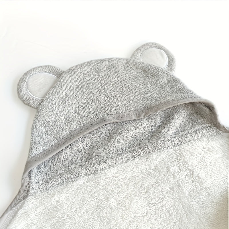 Soft Bamboo Hooded Baby Towel Set - Grey Bear