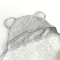 Soft Bamboo Hooded Baby Towel Set - Grey Bear