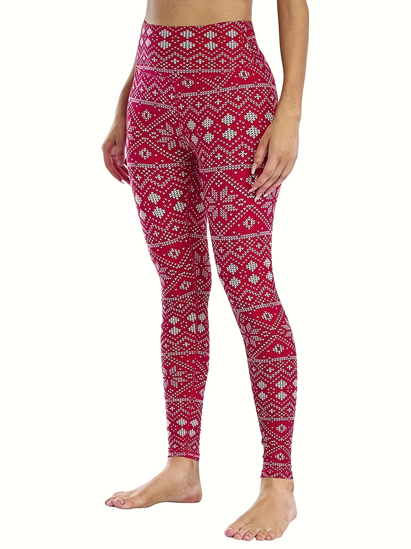 Christmas Snow & Deer Print Yoga Seamless Butt Lifting Leggings High Waist