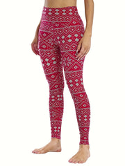 Christmas Snow & Deer Print Yoga Seamless Butt Lifting Leggings High Waist