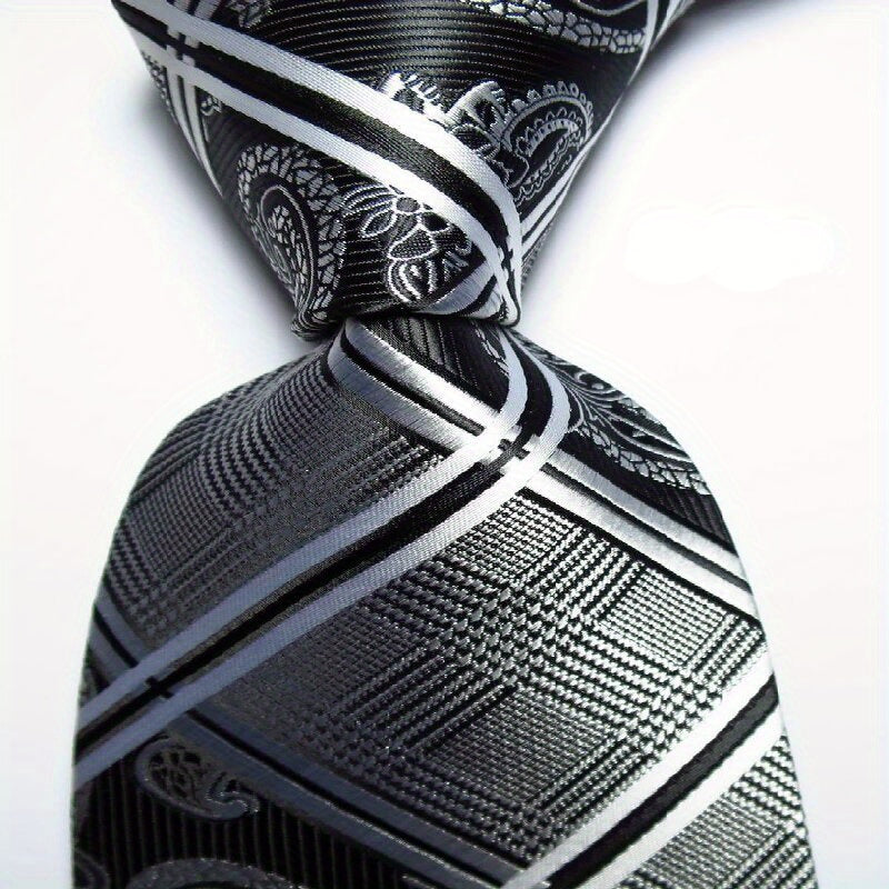 Plaid Style Mens Orange Purple Necktie Set