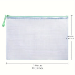 8pcs Light Green Mesh Office Document Storage Bags