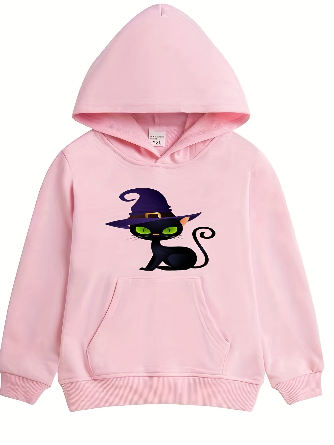 Kitten Witch Hat Hoodie Girls Halloween Top Kids Gift