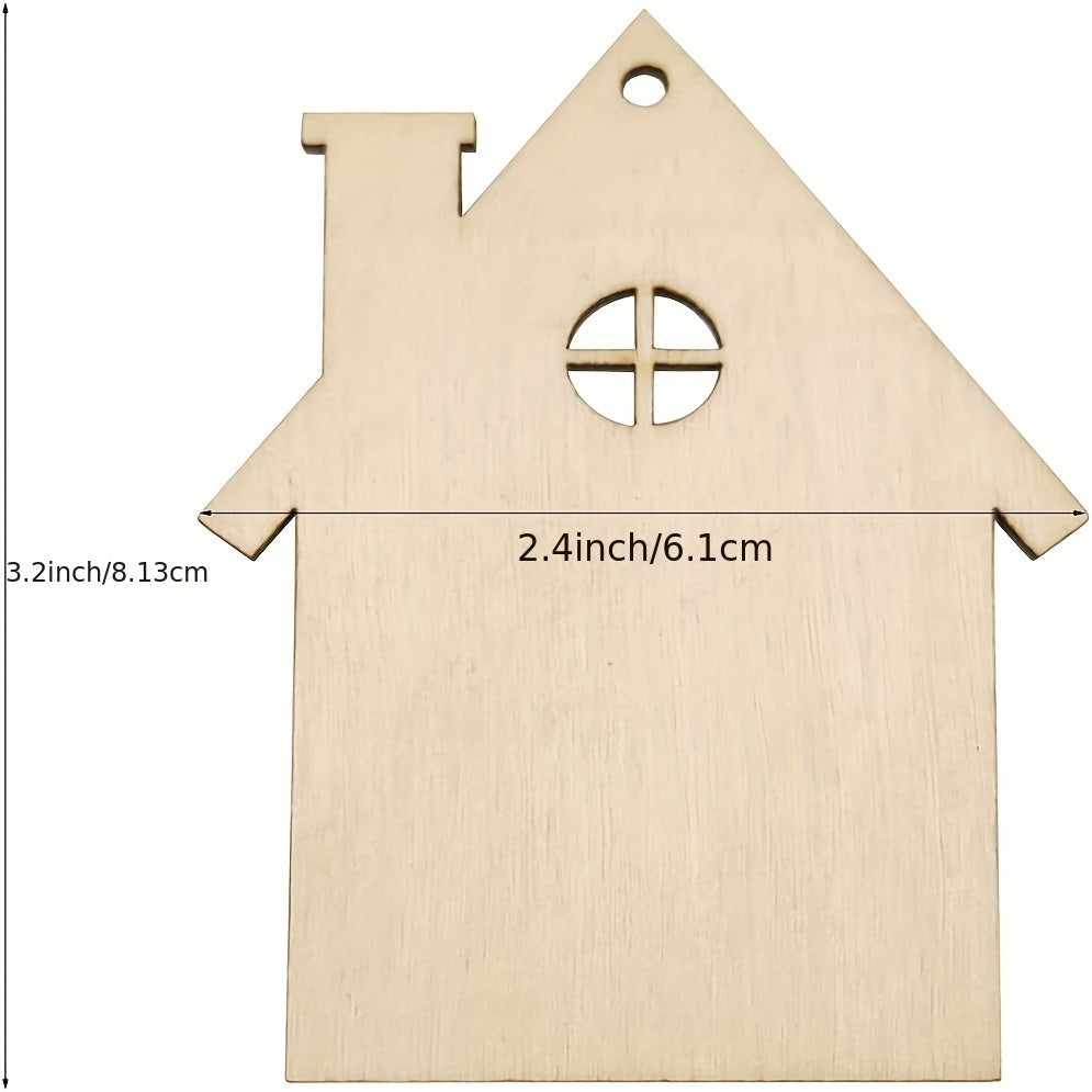 10pcs Wooden House Cutout Ornaments for Wedding Birthday Christmas
