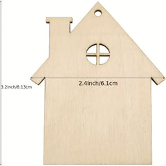 10pcs Wooden House Cutout Ornaments for Wedding Birthday Christmas