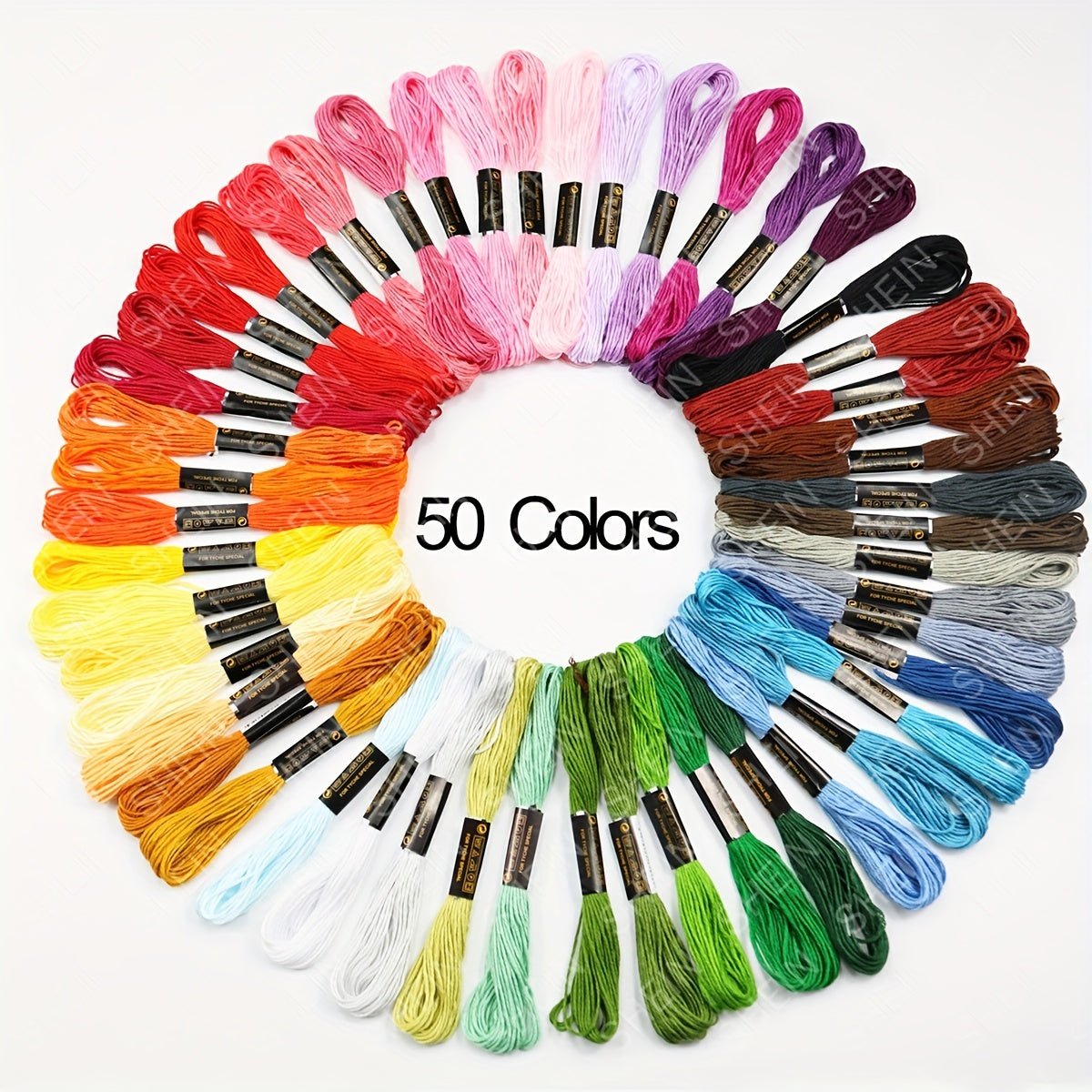 50pcs 8m 6 Strands 50 Colors Embroidery Thread Cross Stitch Thread